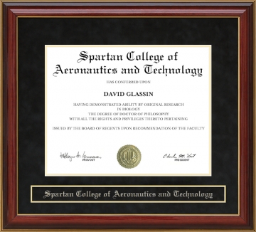 Spartan College of Aeronautics and Technology Mahogany Diploma Frame