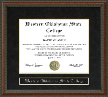 Western Oklahoma State College (WOSC) Diploma Frame