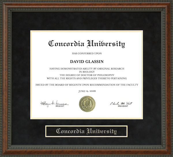 Concordia College New York diploma frame degree 2024 double mat framing gift graduation bachelor master phd mba doctorate certificate plaque