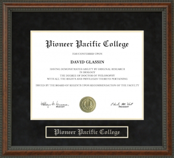 Pioneer Pacific College Diploma Frame