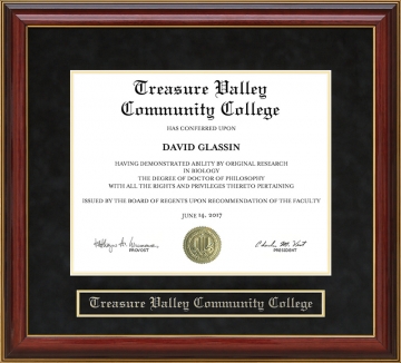 Treasure Valley Community College (TVCC) Mahogany Diploma Frame