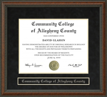 Community College of Allegheny County (CCAC) Diploma Frame