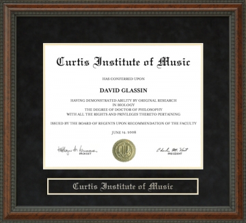 Curtis Institute of Music Diploma Frame