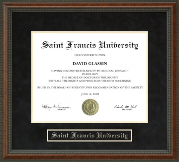 Saint Francis University Diploma Frame