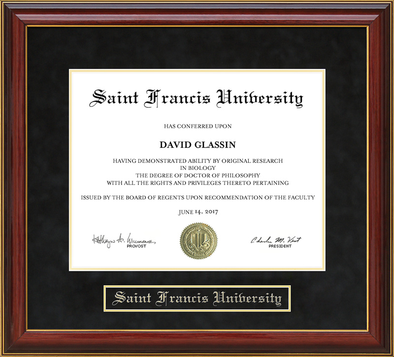 Saint Francis University Mahogany Diploma Frame by Wordyisms