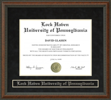 Lock Haven University of Pennsylvania (LHU) Diploma Frame