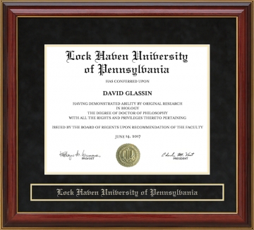 Lock Haven University of Pennsylvania (LHU) Mahogany Diploma Frame