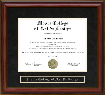 Moore College of Art & Design Mahogany Diploma Frame