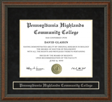 Pennsylvania Highlands Community College Diploma Frame