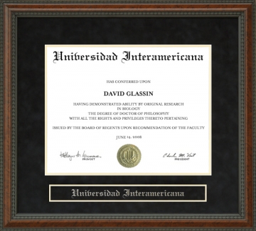 Universidad Interamericana Diploma Frame