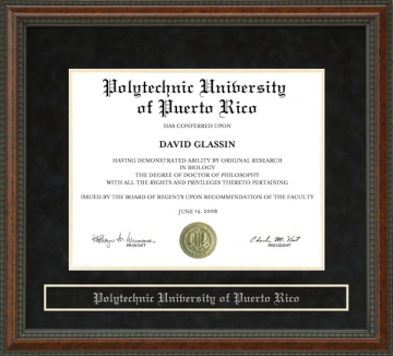 Polytechnic University of Puerto Rico (Poly) Diploma Frame