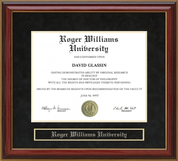 Roger Williams University (RWU) Mahogany Diploma Frame