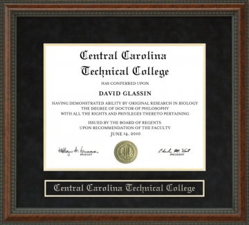 Central Carolina Technical College Diploma Frame