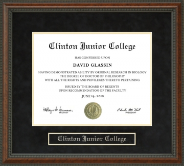 Clinton Junior College Diploma Frame