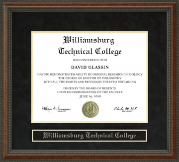 Williamsburg Technical College Diploma Frame