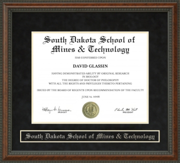 South Dakota School of Mines & Technology (SDSMT) Diploma Frame