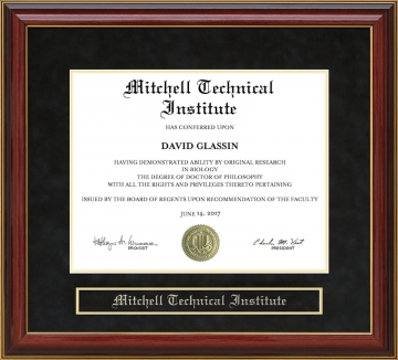Mitchell Technical Institute Mahogany Diploma Frame