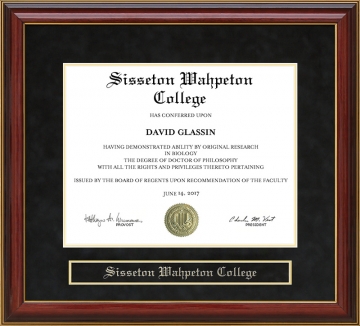 Sisseton Wahpeton College Mahogany Diploma Frame