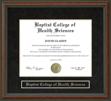 Baptist College of Health Sciences (BCHS) Diploma Frame