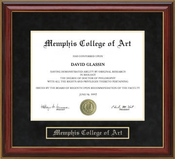 Memphis College of Art (MCA) Mahogany Diploma Frame