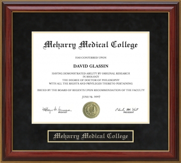 Meharry Medical College Mahogany Diploma Frame