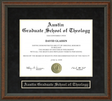 Austin Graduate School of Theology (Austin Grad) Diploma Frame