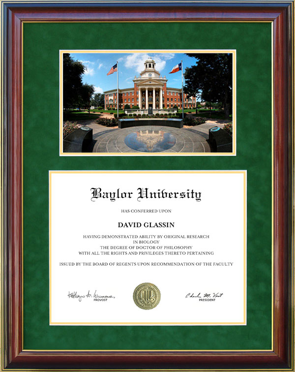 Baylor University Diploma Frame with Campus Artwork by Wordyisms