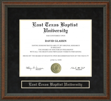 East Texas Baptist University (ETBU) Diploma Frame