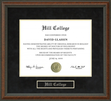 Hill College Diploma Frame