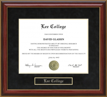 Lee College Mahogany Diploma Frame