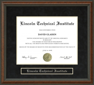 Lincoln Technical Institute (Lincoln Tech) Diploma Frame