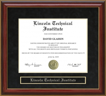 Lincoln Technical Institute (Lincoln Tech) Mahogany Diploma Frame