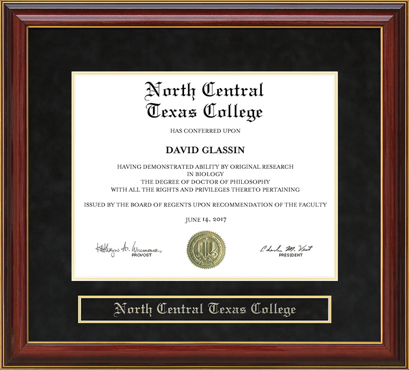 North Central Texas College Nctc Mahogany Diploma Frame By Wordyisms