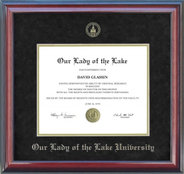 Our Lady of the Lake University (OLLU) Diploma Frame with Embossed Mat