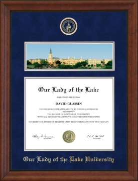 Our Lady of the Lake University (OLLU) Diploma Frame with Campus Photo