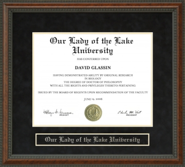 Our Lady of the Lake University (OLLU) Diploma Frame