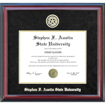 Stephen F. Austin Diploma Frame with Black Suede Mat