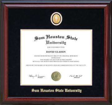 Sam Houston State University (SHSU) Graduation Diploma Frame with School Medallion