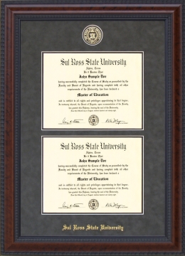 Sul Ross State University (SRSU) Double Diploma Frame with School Seal