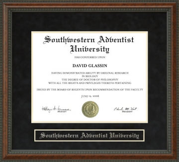 Southwestern Adventist University (SWAU) Diploma Frame