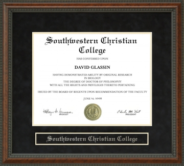 Southwestern Christian College (SWCC) Diploma Frame