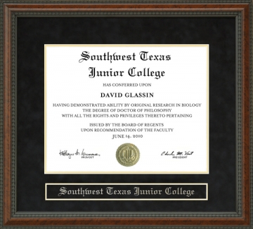 Southwest Texas Junior College (SWTJC) Diploma Frame