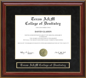 Texas A&M College of Dentistry Mahogany Diploma Frame