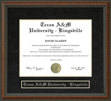 Texas A&M University-Kingsville (TAMUK) Diploma Frame