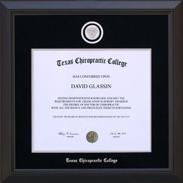 Texas Chiropractic College Diploma Frame with School Medallion