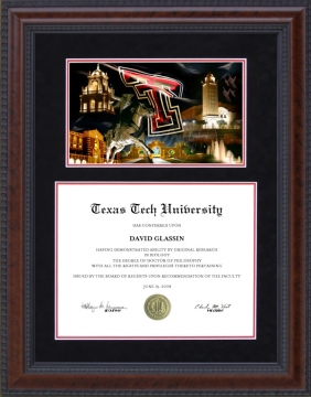 Texas Tech Diploma Frame with Suede Mat and Campus Photo