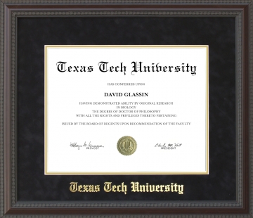 Texas Tech Diploma Frame with Embossed UltraSuede Matting