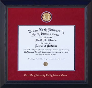 Texas Tech University Health Sciences Center (TTUHSC) Diploma Frame with School Medallion