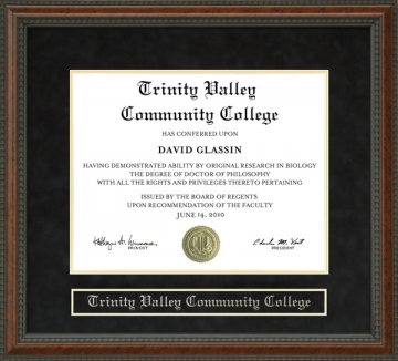 Trinity Valley Community College (TVCC) Diploma Frame