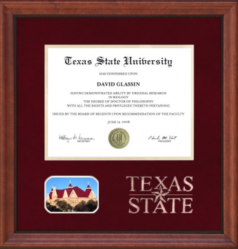 Texas State University Diploma Frame with Embossed Logo